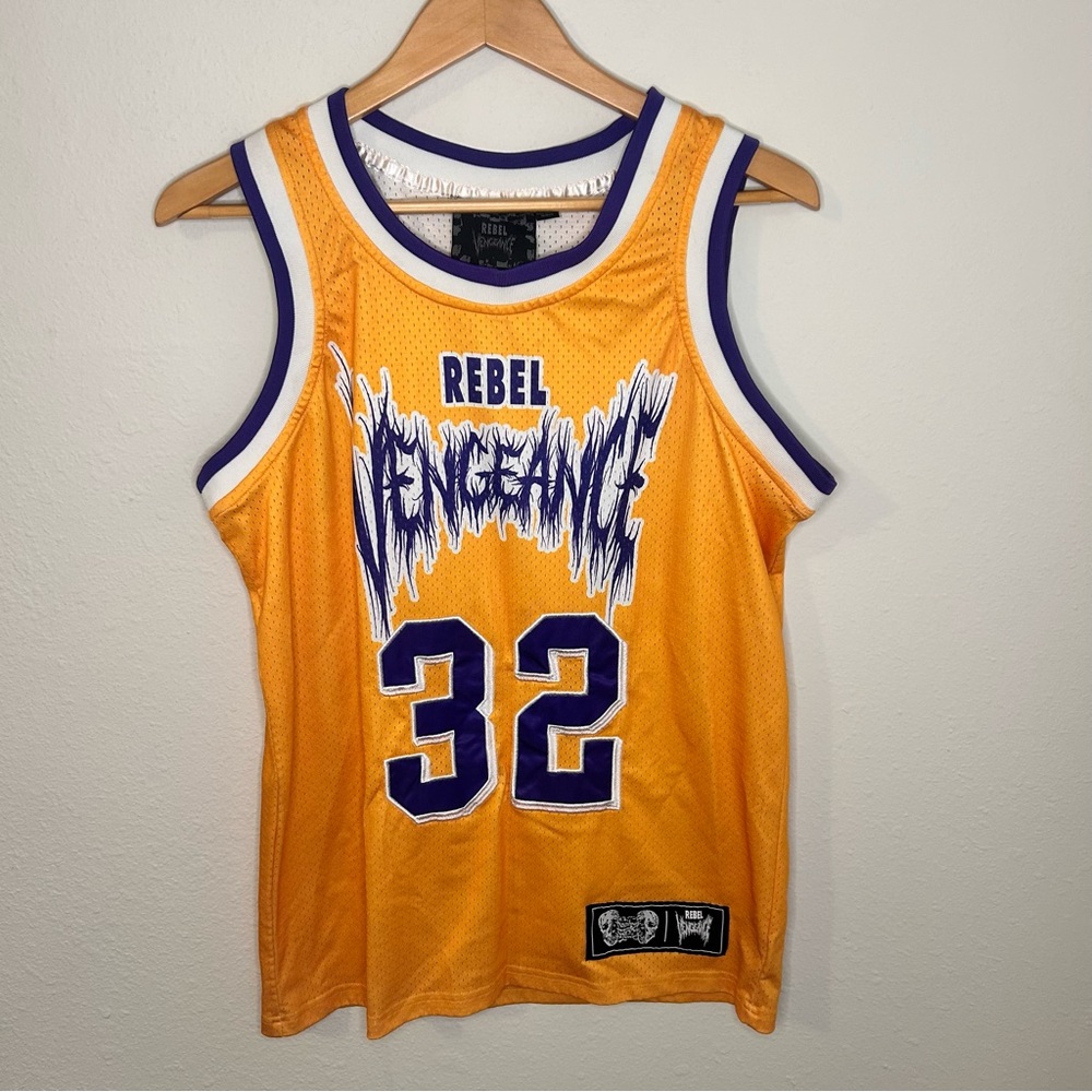 Rebel Vengeance Men’s Jersey #32 Yellow and Purple Size Medium